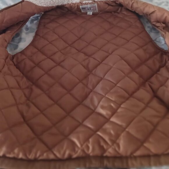 Weatherproof Heritage Brand Men’s L Brown Canvas Vest Sherpa Collar Quilted Work - Picture 4 of 6